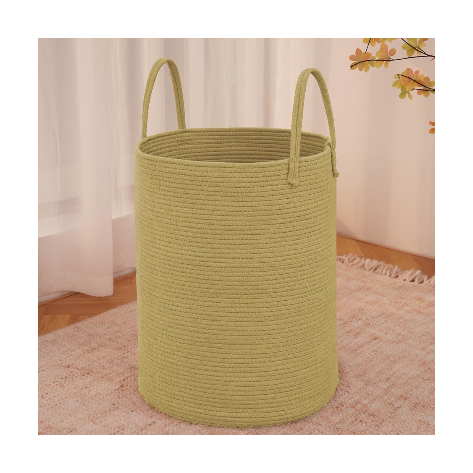 Large Woven Laundry Basket Hamper / Jute / 60L