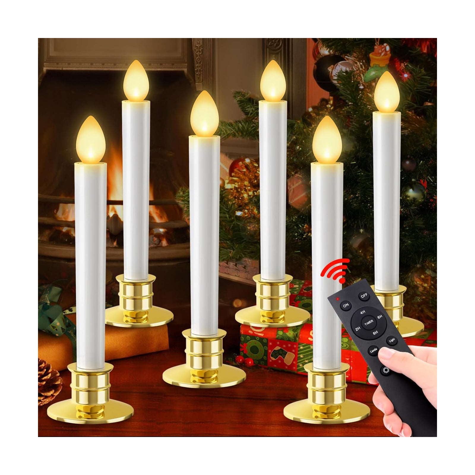 Christmas Window Candles Lights Battery Operated Candles 6 Pack Xmas Decor | Christmas Decorations Flameless Candles
