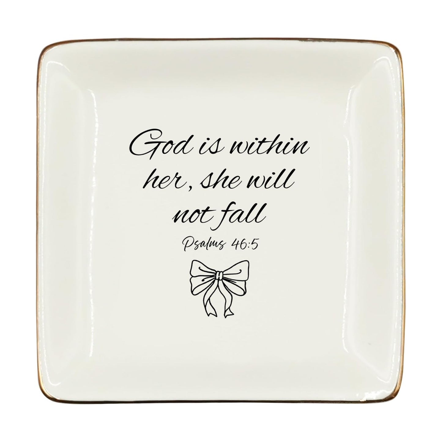 Christian Preppy Bow Ceramic Jewelry Tray Dish / Black