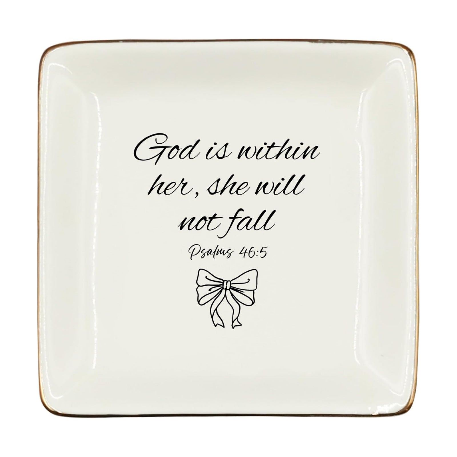 Christian Preppy Bow Ceramic Jewelry Tray Dish / Black