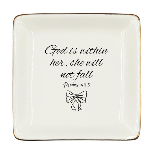 Christian Preppy Bow Ceramic Jewelry Tray Dish / Black