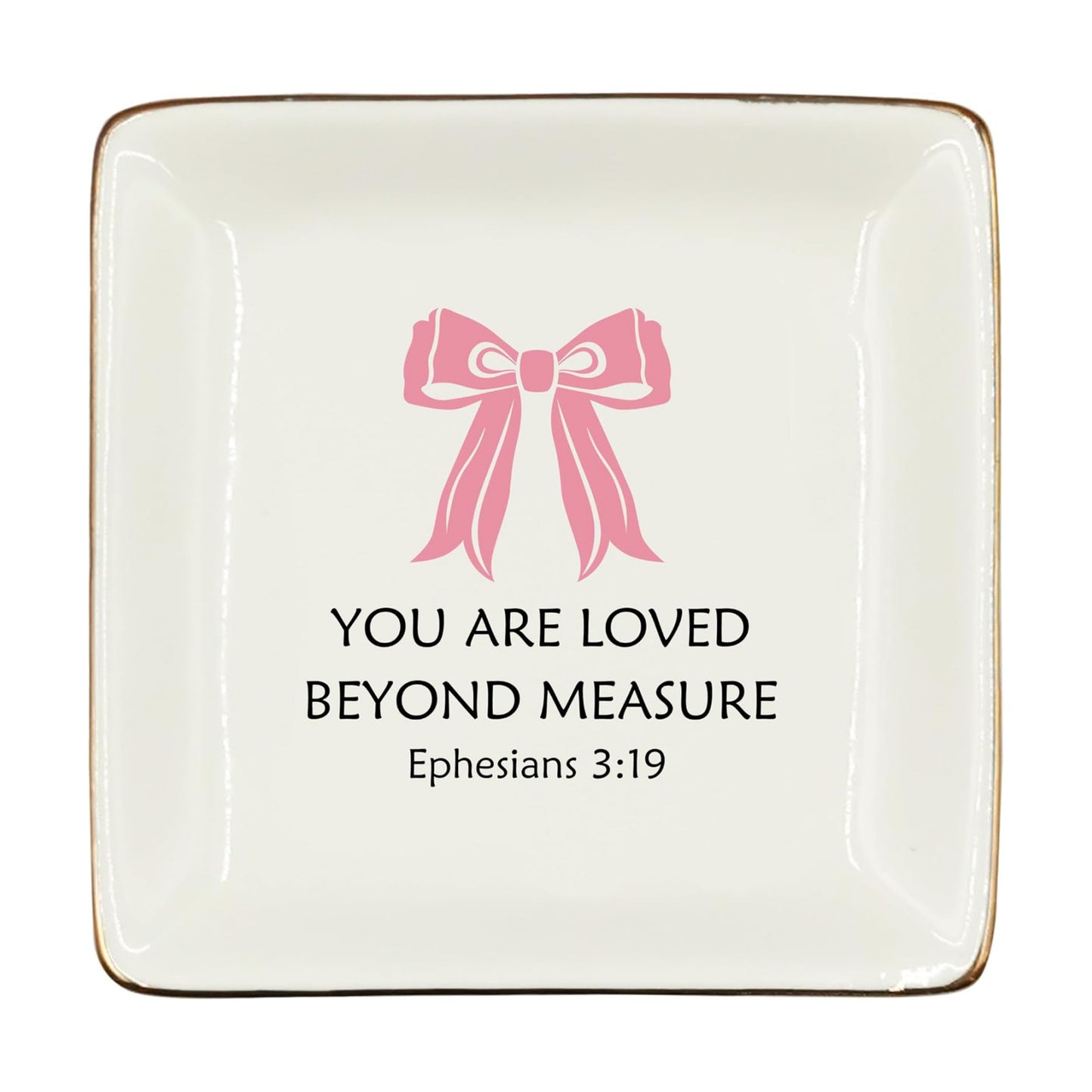 Christian Coquette Bow Ceramic Jewelry Tray Dish / Pink 3