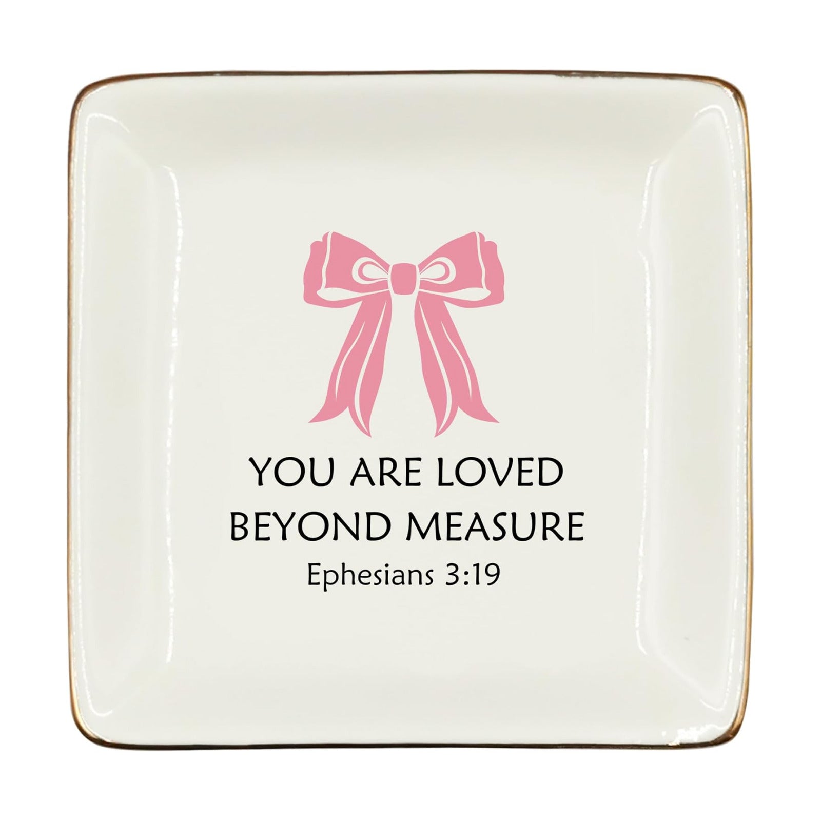 Christian Coquette Bow Ceramic Jewelry Tray Dish / Pink 3