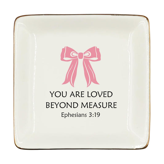 Christian Coquette Bow Ceramic Jewelry Tray Dish / Pink 3