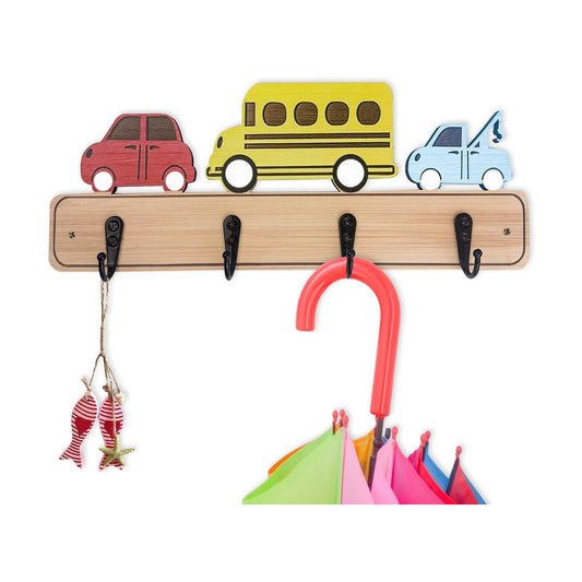 Wood Decorative Kids Wall Hooks for Hanging Giraffe Elephant Safari Nursery Decor for Clothes / Car