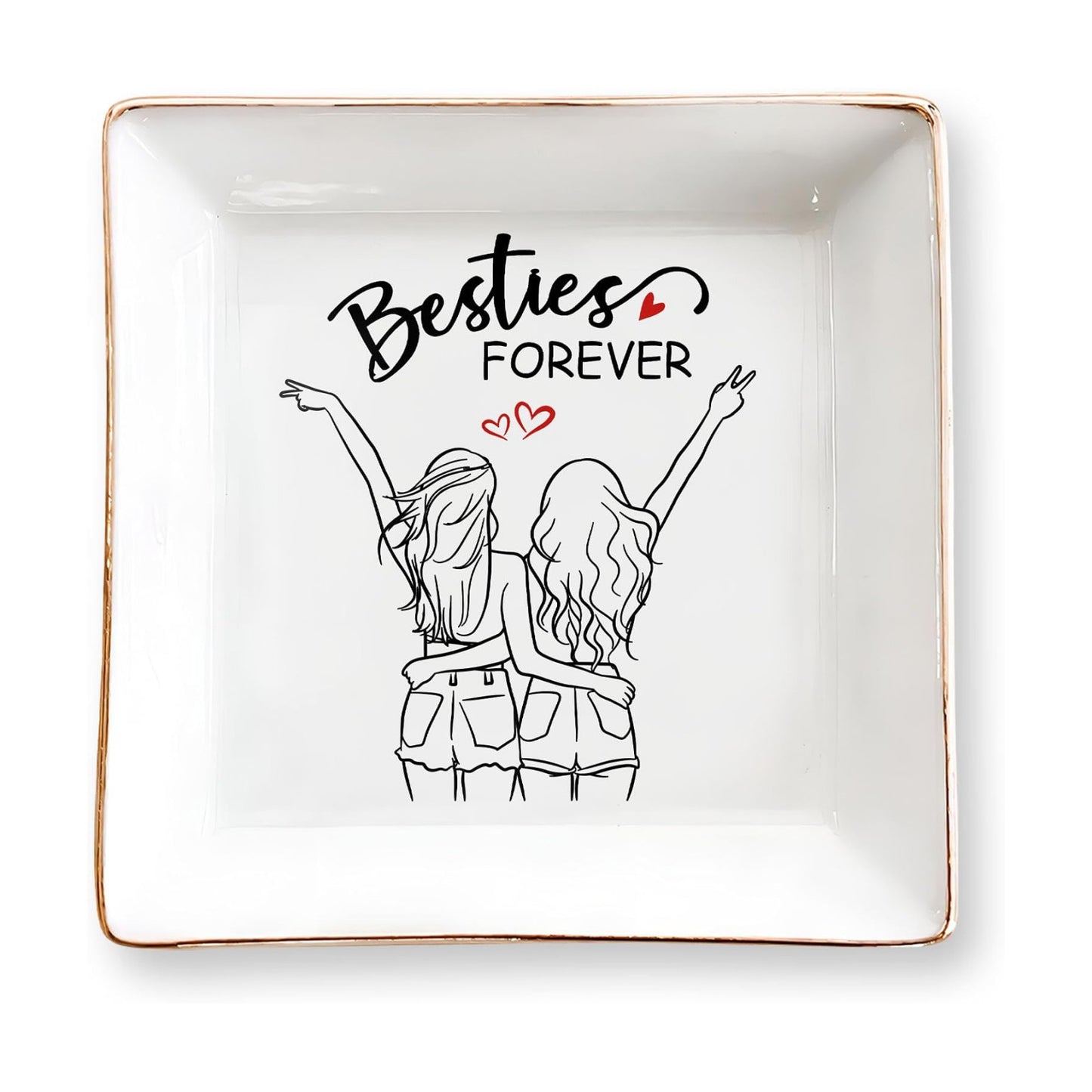 BFF 4" Ceramic Jewelry Tray / Besties Forever