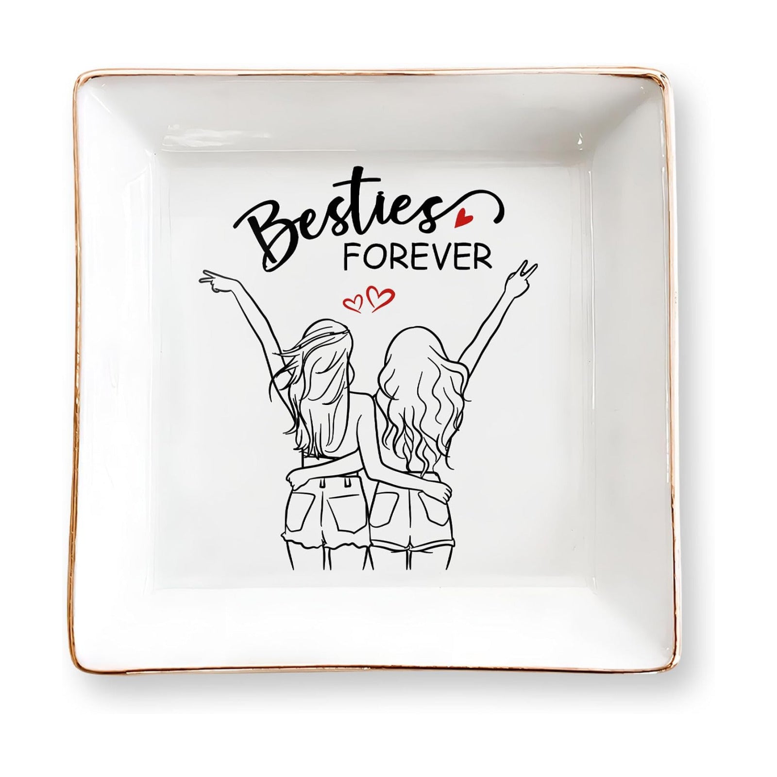 BFF 4" Ceramic Jewelry Tray / Besties Forever
