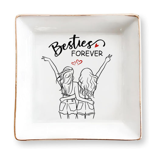 BFF 4" Ceramic Jewelry Tray / Besties Forever