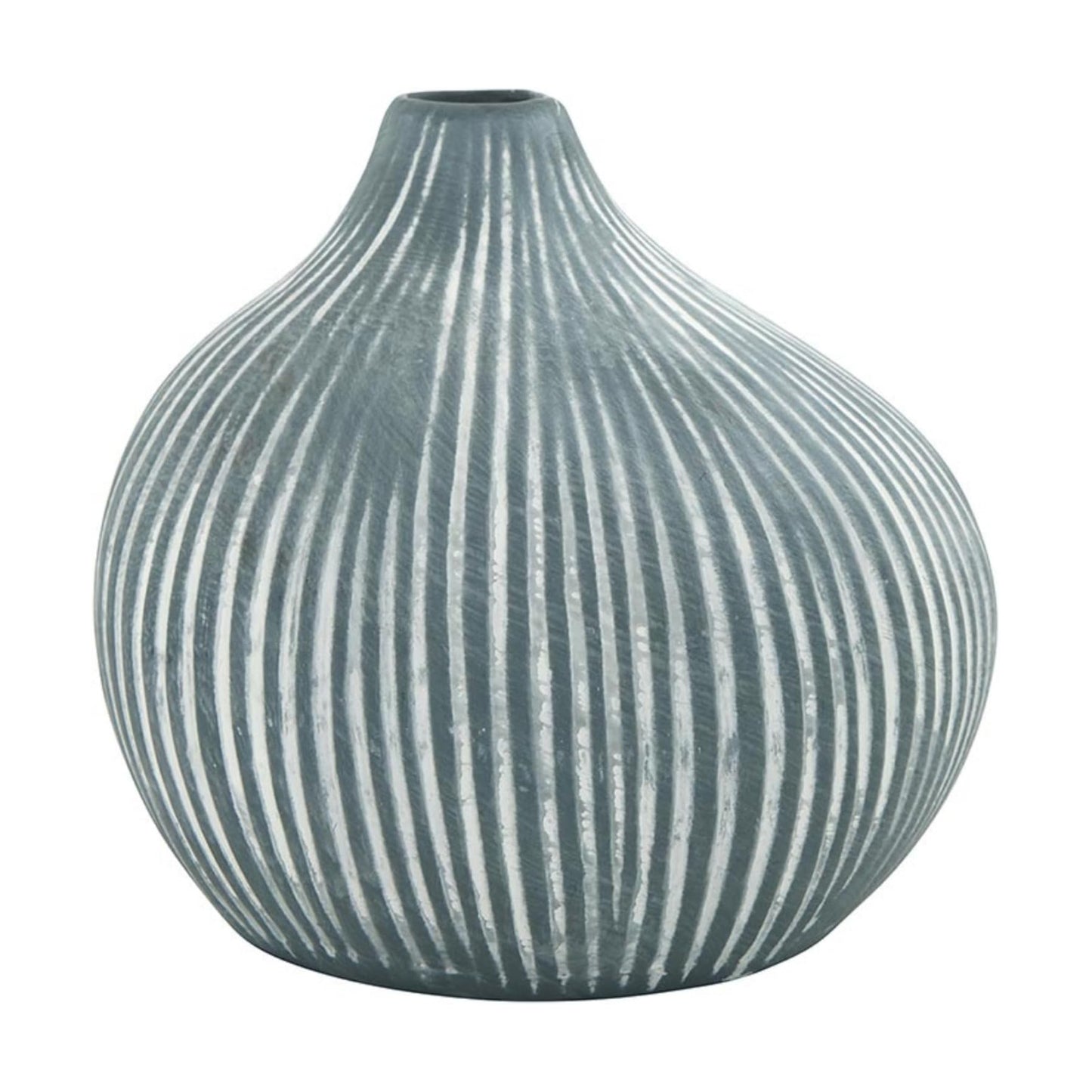 Striped Droplet Ceramic Vase / Navy Blue / 4.5 x 4.75