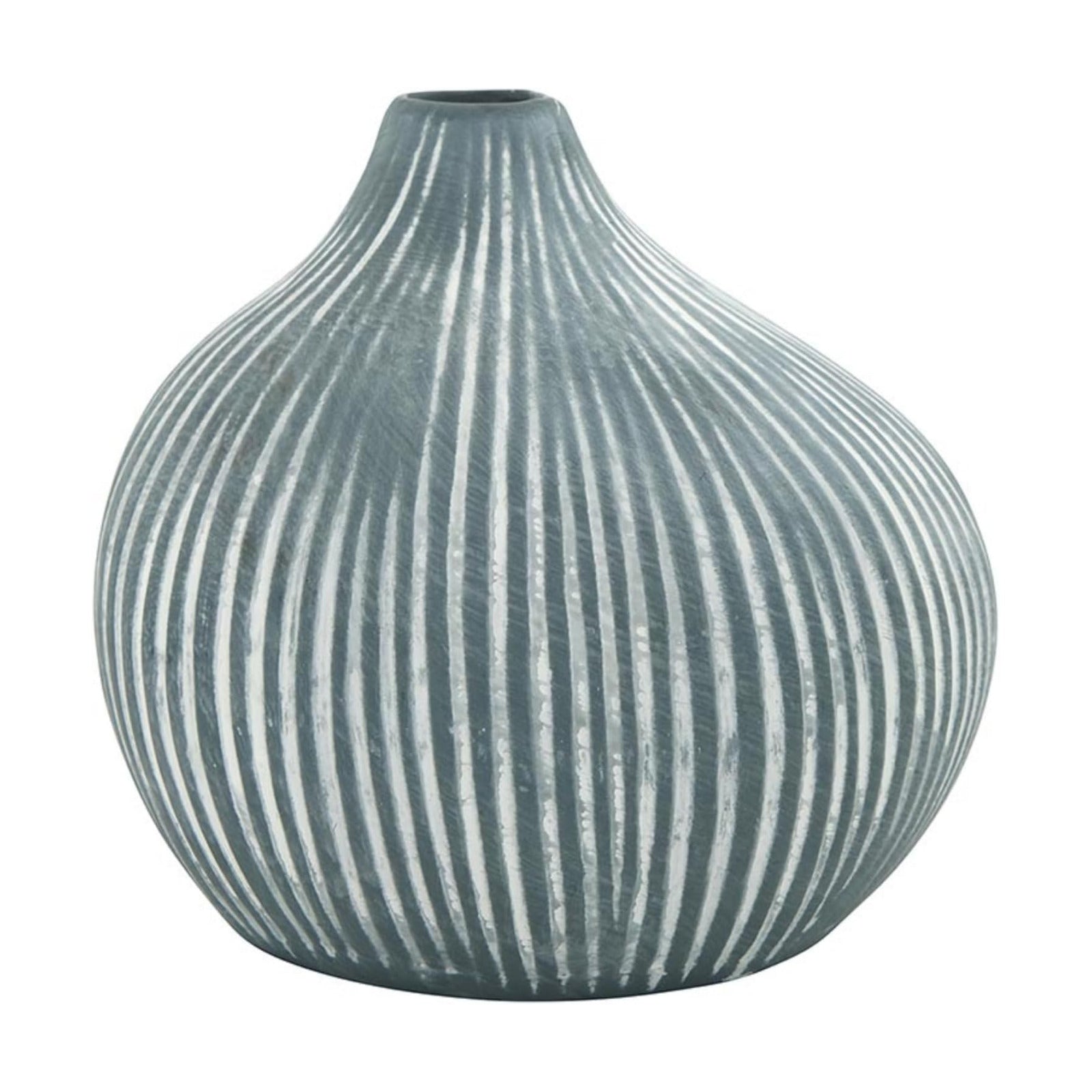 Striped Droplet Ceramic Vase / Navy Blue / 4.5 x 4.75