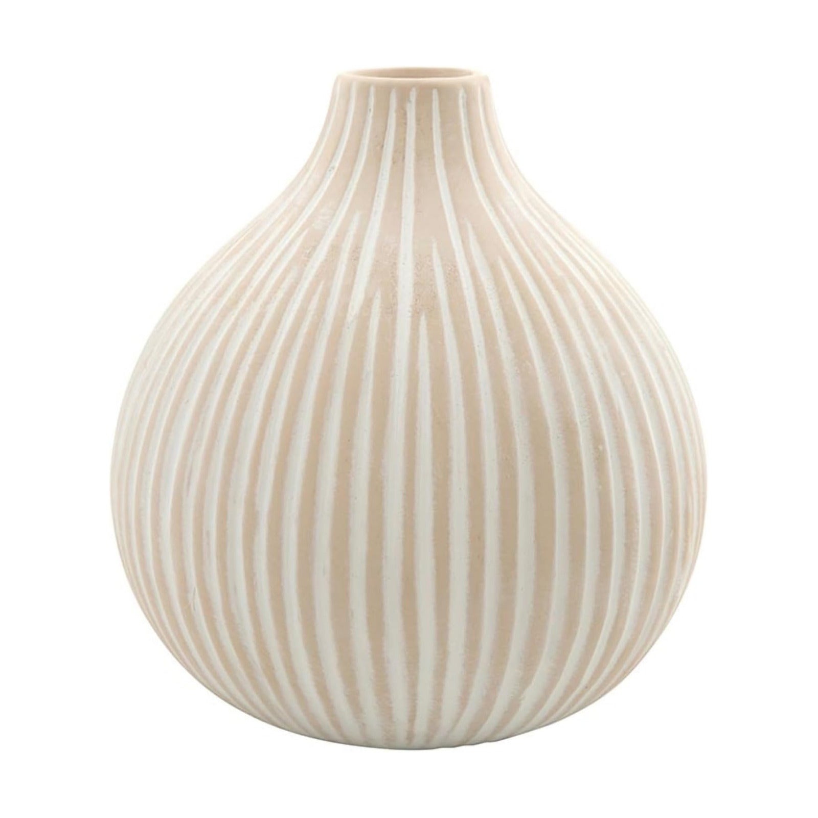 Striped Droplet Ceramic Vase / Blush Pink / 4.5 x 4.75
