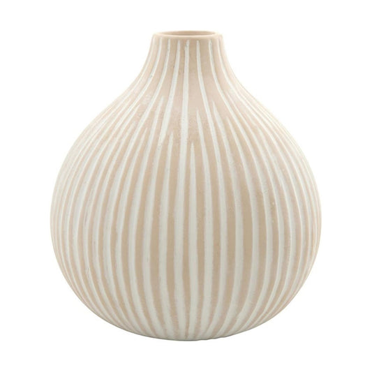 Striped Droplet Ceramic Vase / Blush Pink / 4.5 x 4.75