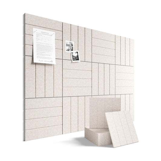 Felt Bulletin Board Tiles Large " Cork Board / Oatmeal / Bold-stripe 12-pack / 48 x 36 / Set of 12