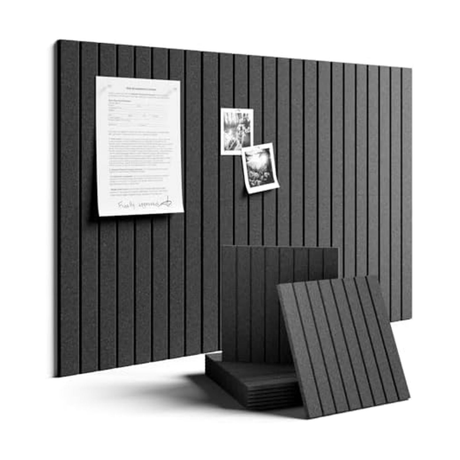 Fluxynara 36" x 24" Large Felt Bulletin Board, Charcoal Gray