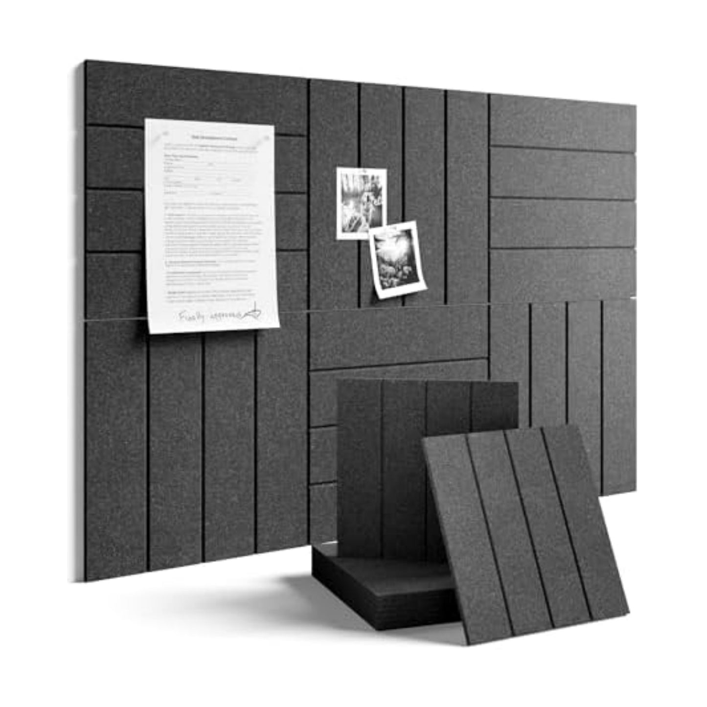 Fluxynara 36" x 24" Large Felt Bulletin Board, Charcoal Gray