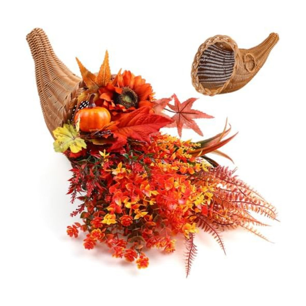 Funnymoom Fall Cornucopia Centerpiece Set with Leaves Pumpkin,Elegant