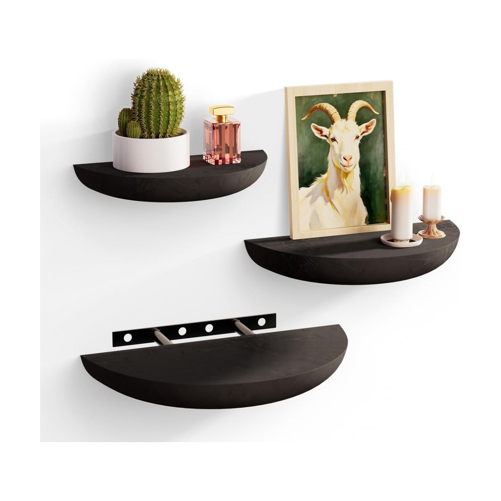 Elegant Floating Shelves / Black / Lron Bracket