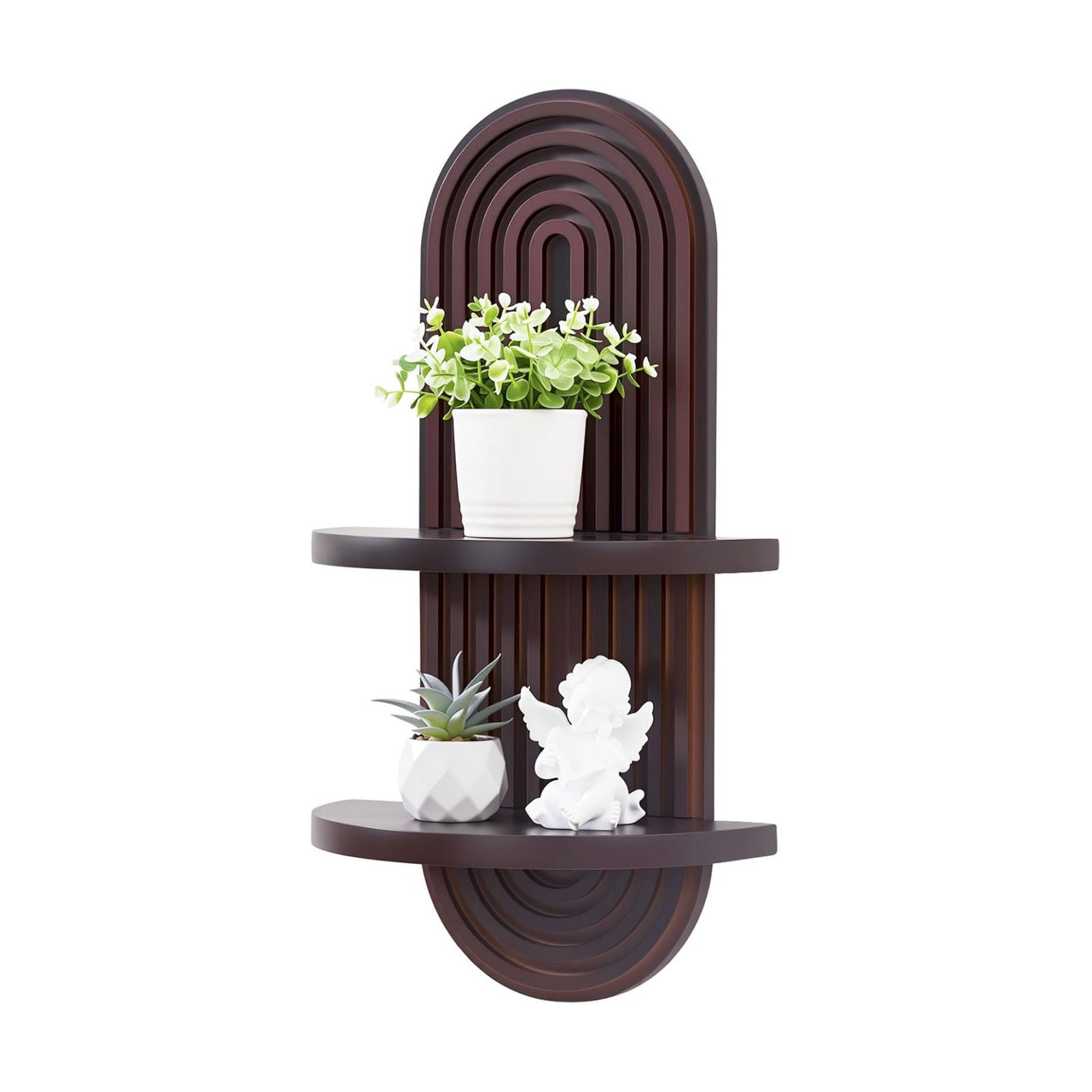Arched Wood Design Mid-Century Rainbow Decor Floating Shelves / 22 x 11.8 / Dark Brown