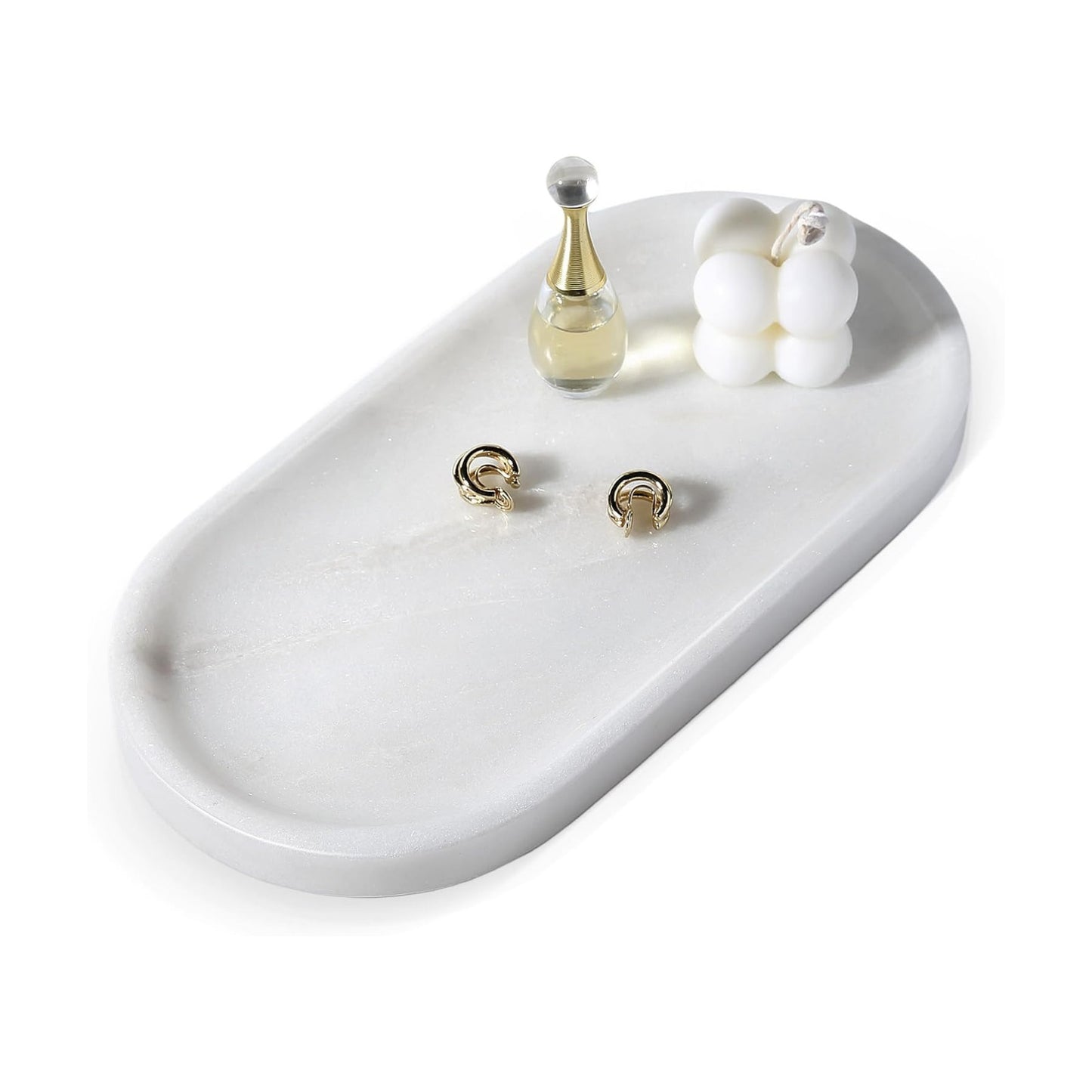 Marble Vanity Tray / Namib Bianco White / 10 x 5 x 0.7