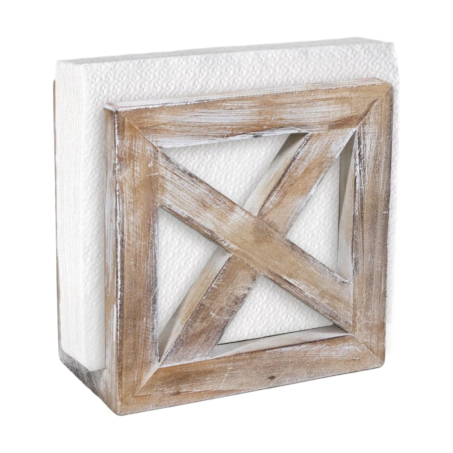 Farmhouse Wooden Napkin Holder / 3"D x 5.5"W x 5.5"H / Vintage Brown