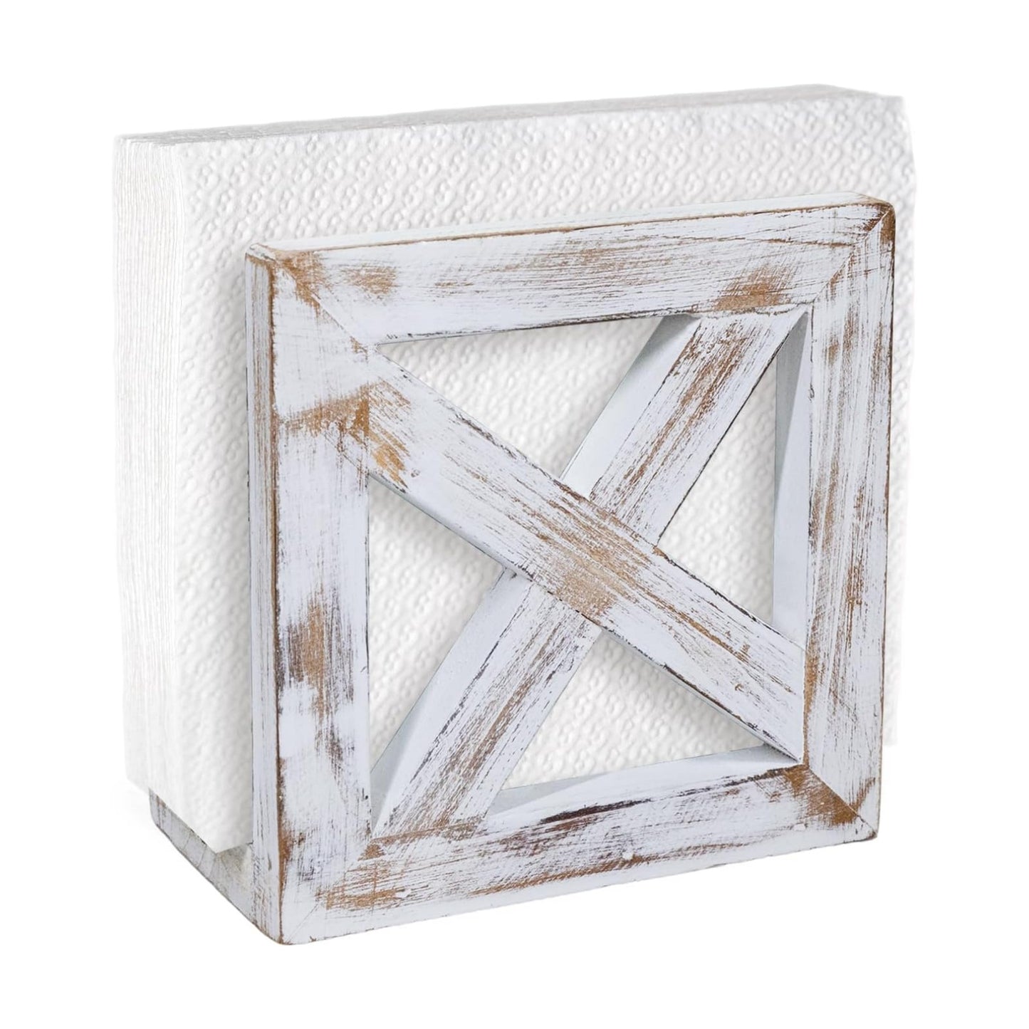 Farmhouse Wooden Napkin Holder / 3"D x 5.5"W x 5.5"H / Vintage White