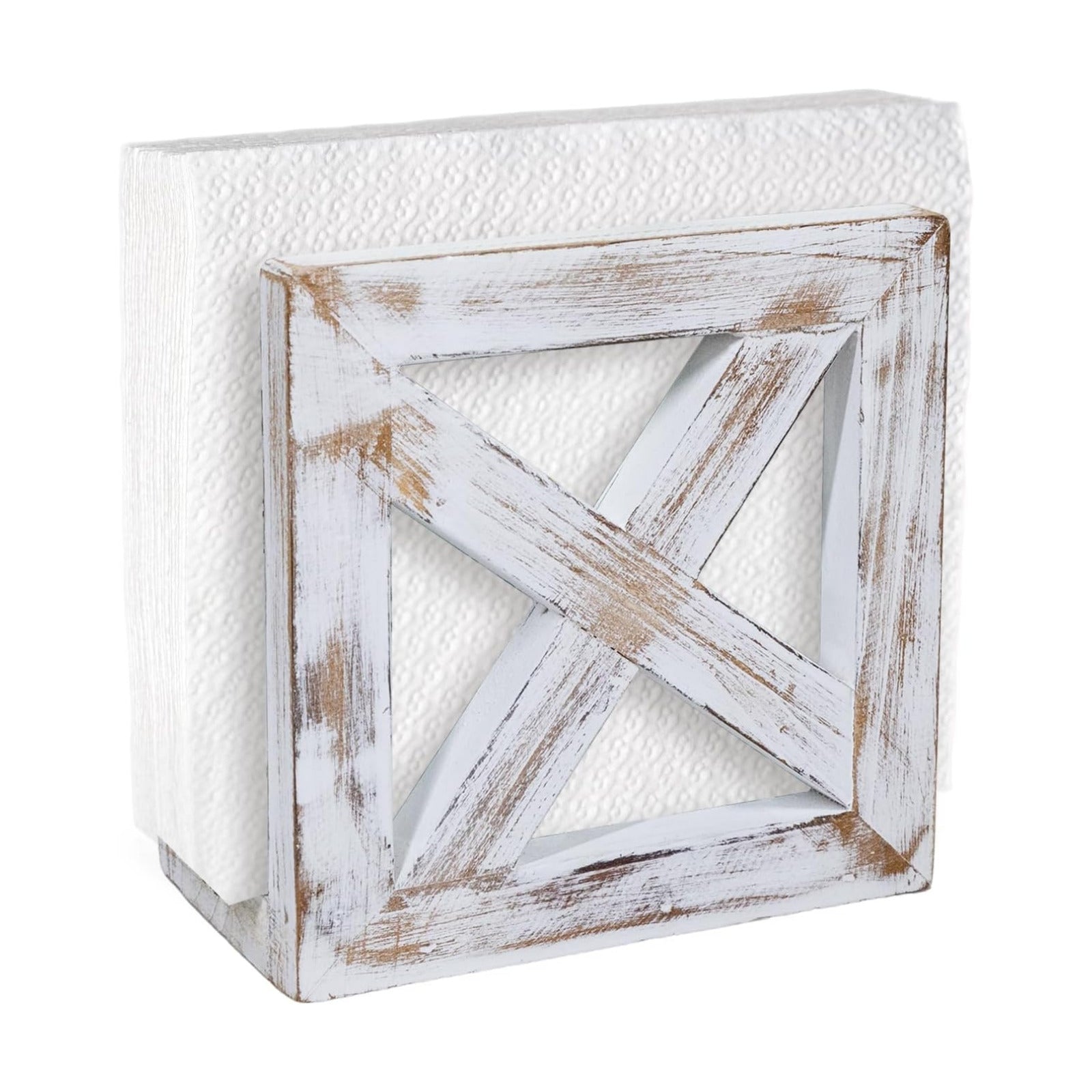 Farmhouse Wooden Napkin Holder / 3"D x 5.5"W x 5.5"H / Vintage White