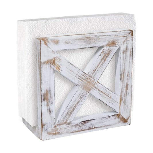 Farmhouse Wooden Napkin Holder / 3"D x 5.5"W x 5.5"H / Vintage White