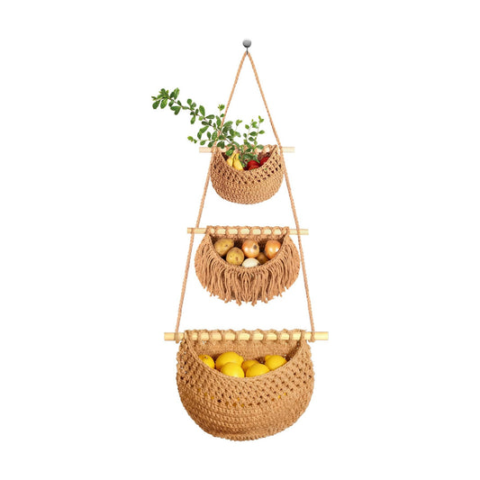 Jute Wall Baskets / 3 Tier / Standard / Brown