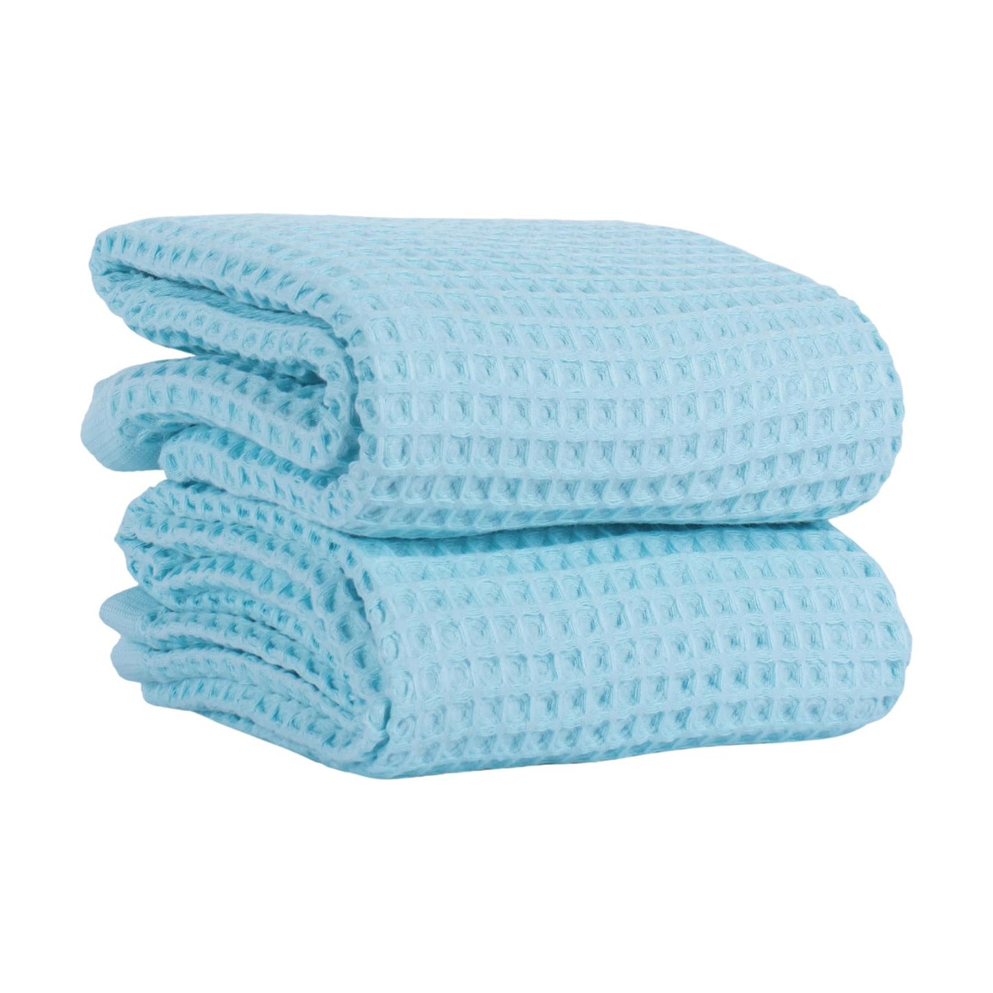 PÜSKÜL Natural 100% Turkish Cotton Waffle Bath Towels Set of 2, Extra-Large | Turquoise, Oversize 32x63" Bath sheet