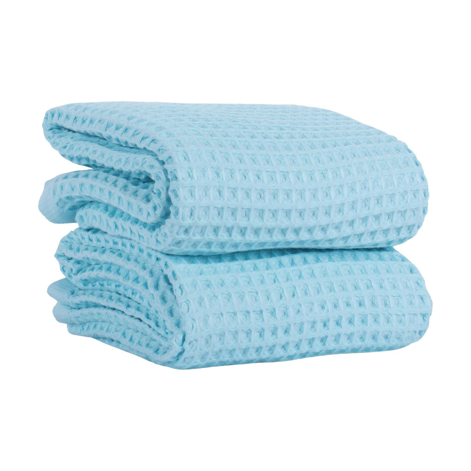 PÜSKÜL Natural 100% Turkish Cotton Waffle Bath Towels Set of 2, Extra-Large | Turquoise, Oversize 32x63" Bath sheet