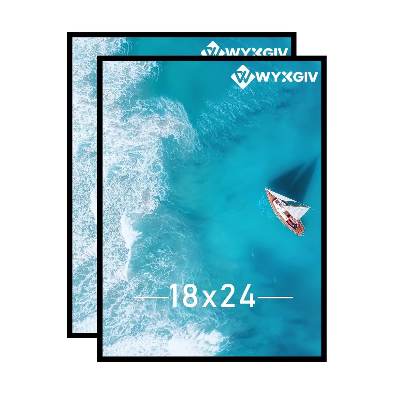 Black 18x24 Picture Frame Set of 2 Slide-In Strips Wall Hanging Frame | Lightweight yet Sturdy Scratch-Proof 18 x 24
