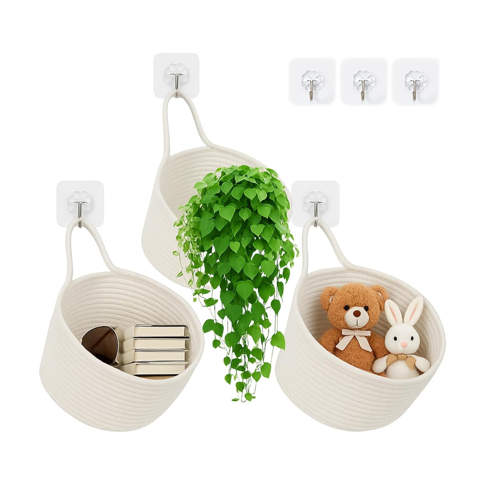 Boho Pouchs Bag Organizers / White / Set of 3
