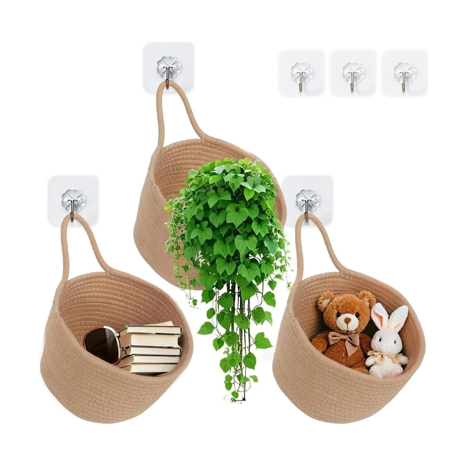 Boho Pouchs Bag Organizers / Jute / Set of 3