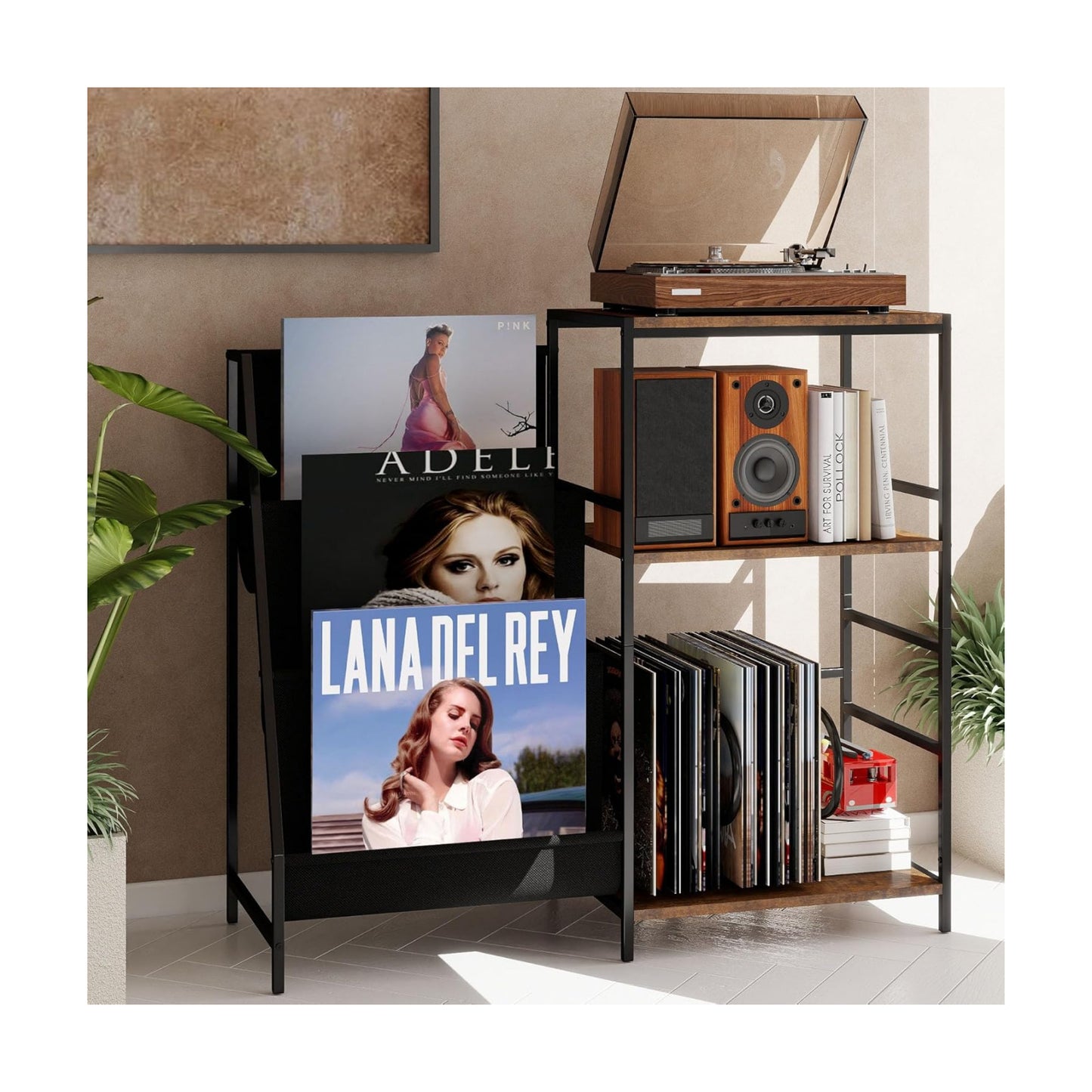 Record Player Stand With Vinyl Storage, 3-Tier Turntable Record Stand Holder, Vinyl Records Storage Shelf Holds Up to