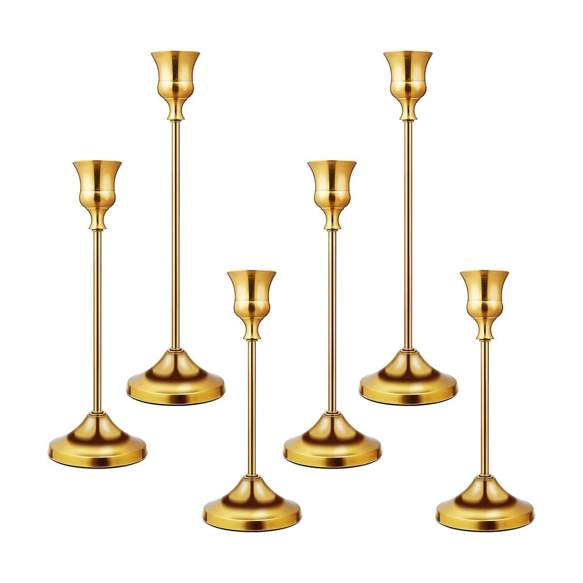 Candlestick Holders 6 PCS Metal Taper Candle Holders, KSWING Gold Candle Stick Holders Set, Perfect for Table Centerpiece Mantel Party Wedding Christmas Home Decor, Set of 6