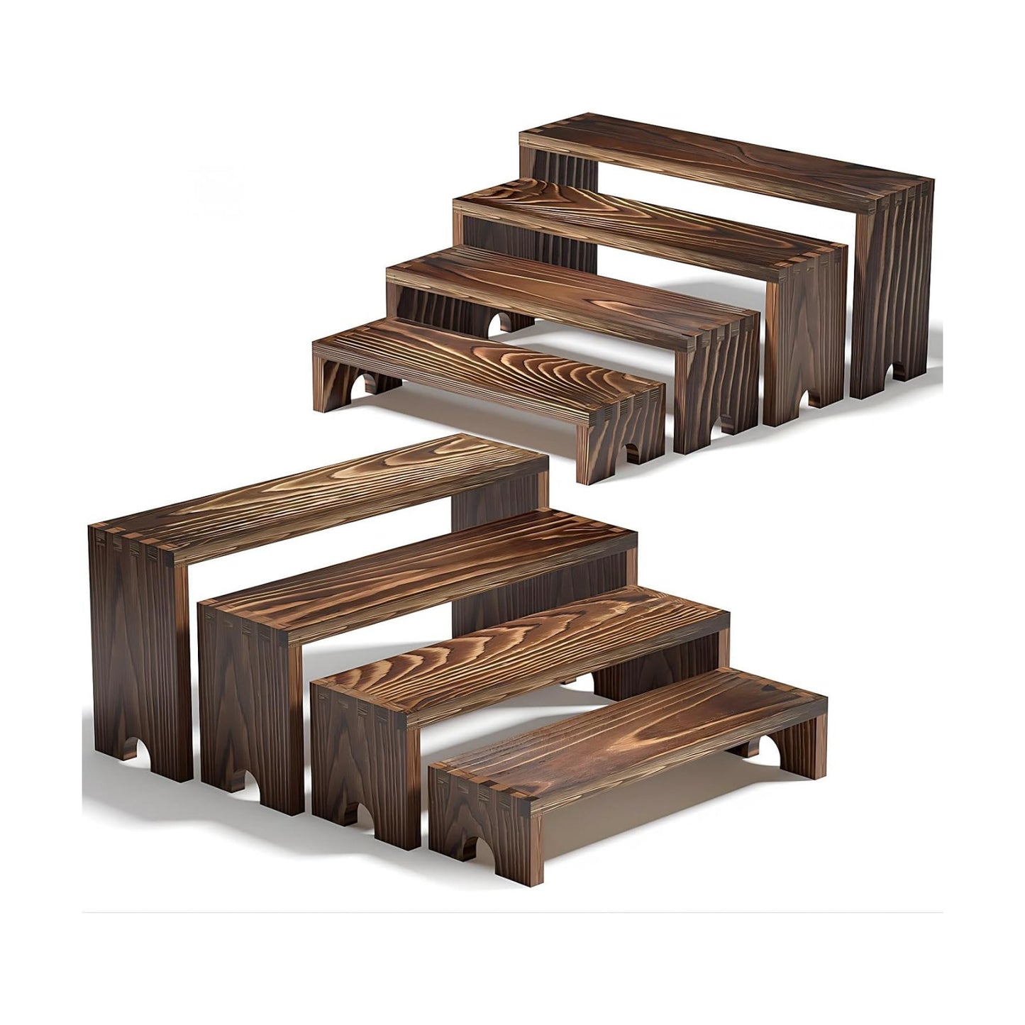 Stackable Wood Cupcake Display Stand / Dark Brown / Set of 2