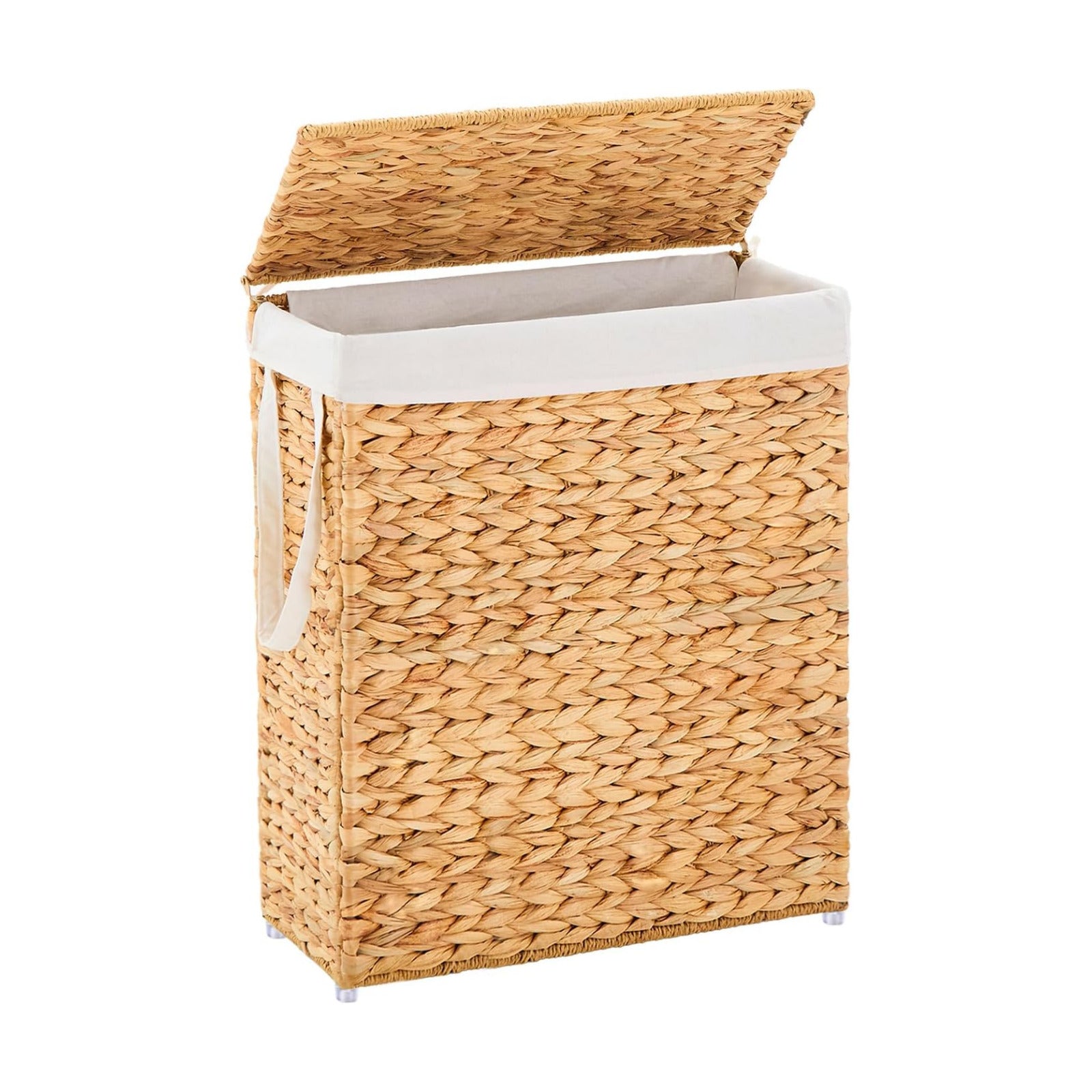 Narrow Wicker Laundry Basket / Hyacinth with Lid / 75L / Natural