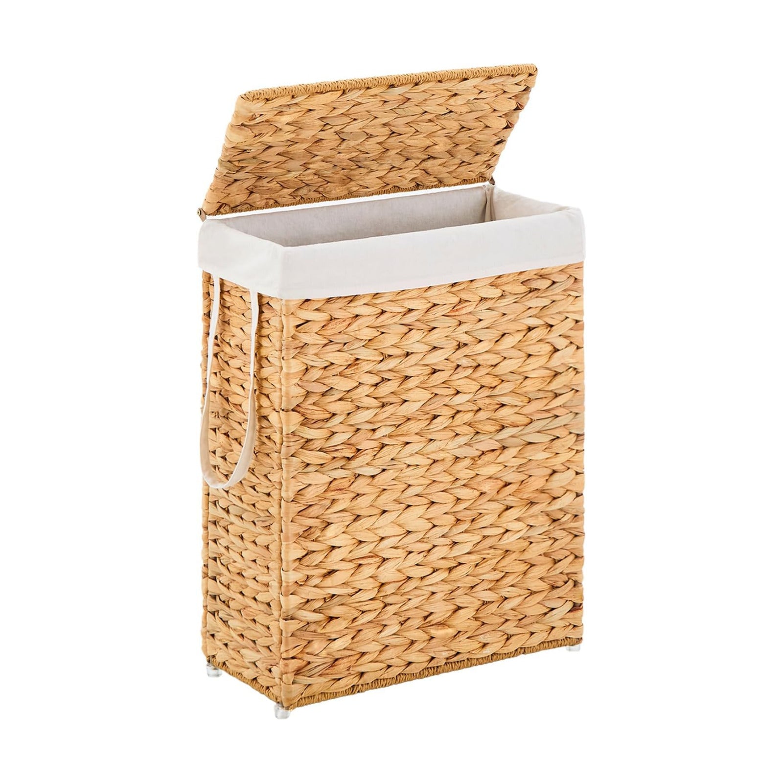 Narrow Wicker Laundry Basket / Hyacinth with Lid / 55L / Natural