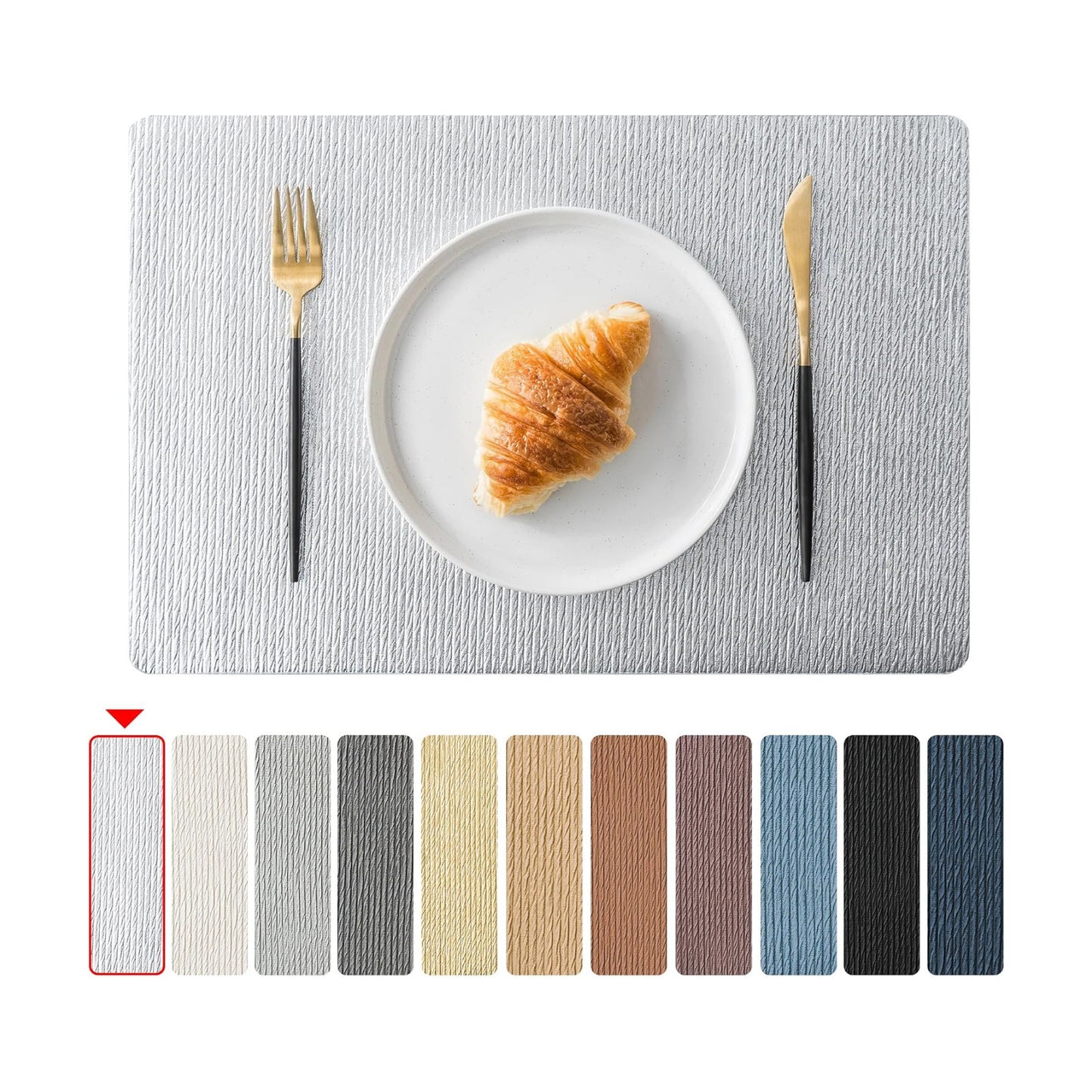 Jovono Faux Leather Placemats Set of 8, Waterproof Washable Table Mats, Easy-Clean Heat Resistant Kitchen Vinyl Place