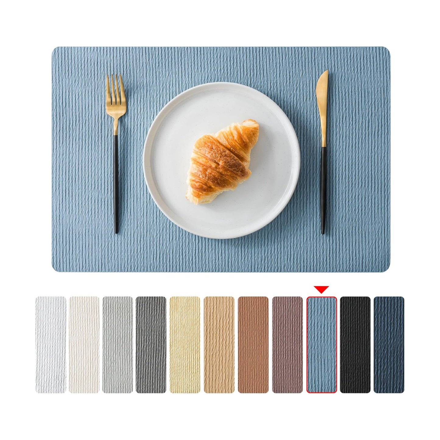 Jovono Faux Leather Placemats Set of 8, Waterproof Washable Table Mats, Easy-Clean Heat Resistant Kitchen Vinyl Place