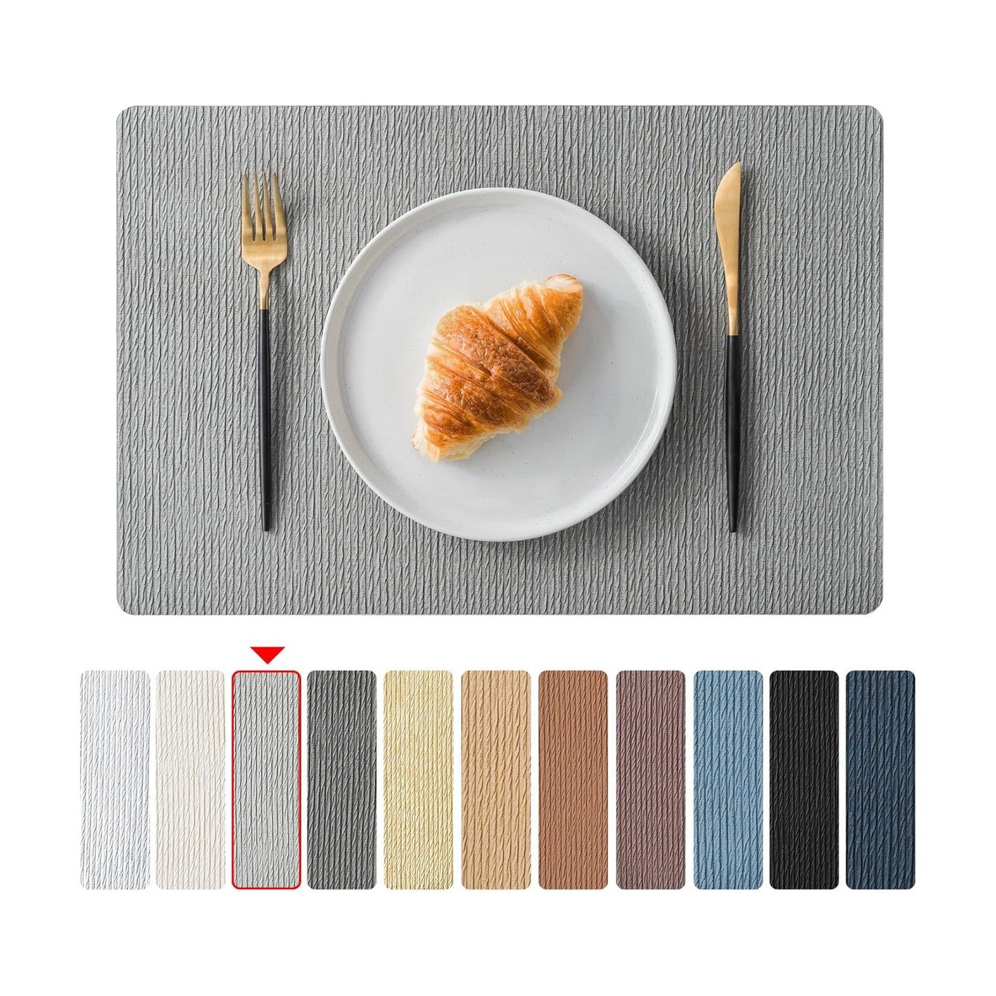 Jovono Faux Leather Placemats Set of 8, Waterproof Washable Table Mats, Easy-Clean Heat Resistant Kitchen Vinyl Place