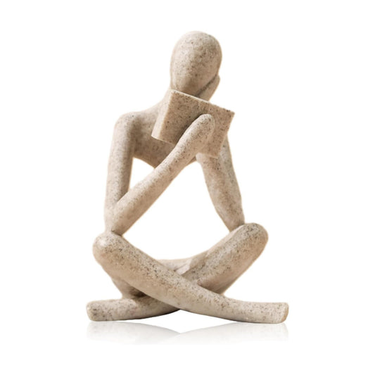 Bookshelf Decor Reading Statue / Beige
