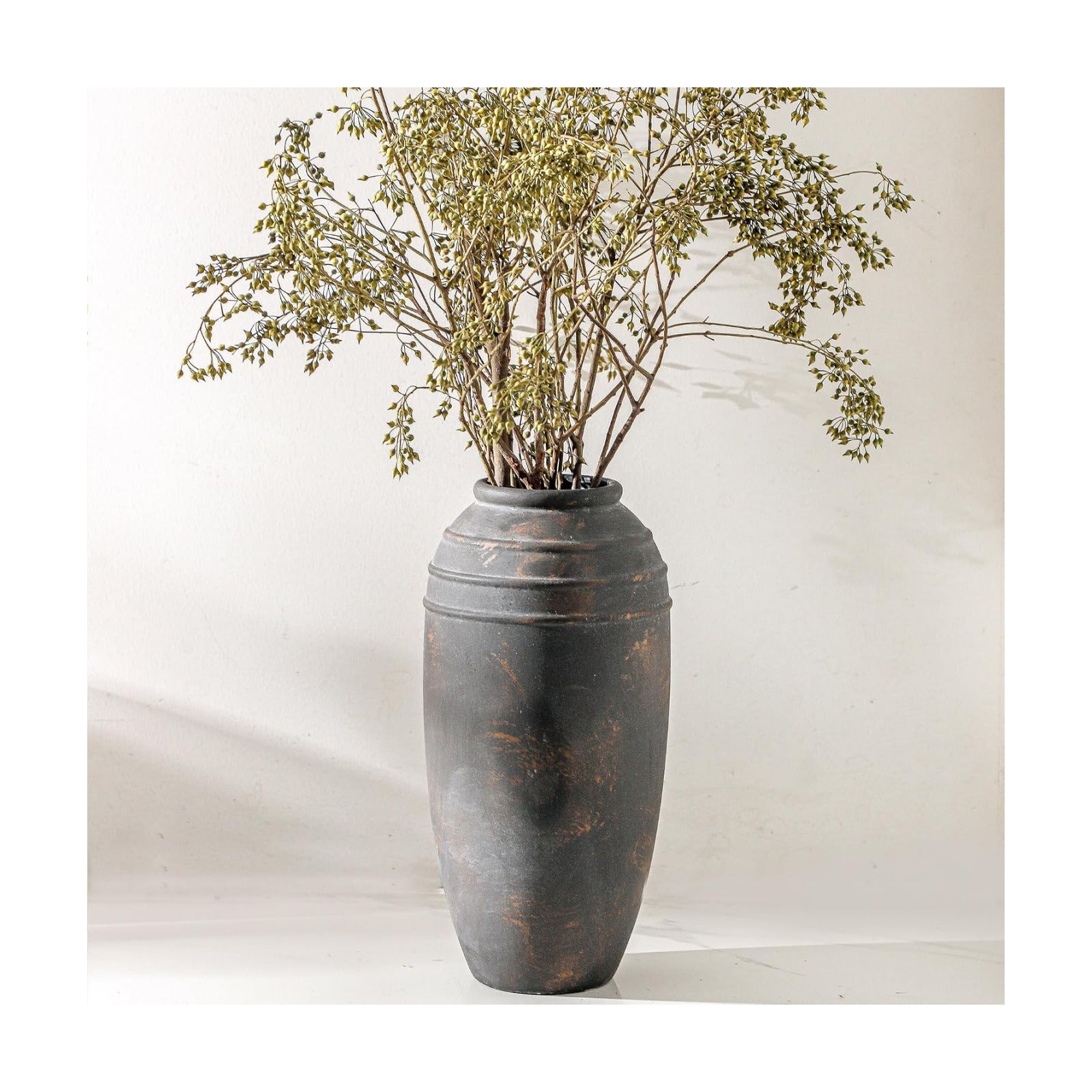 Large Ceramic Rustic Vase / 101-4-12.87in / 12.87 Inch