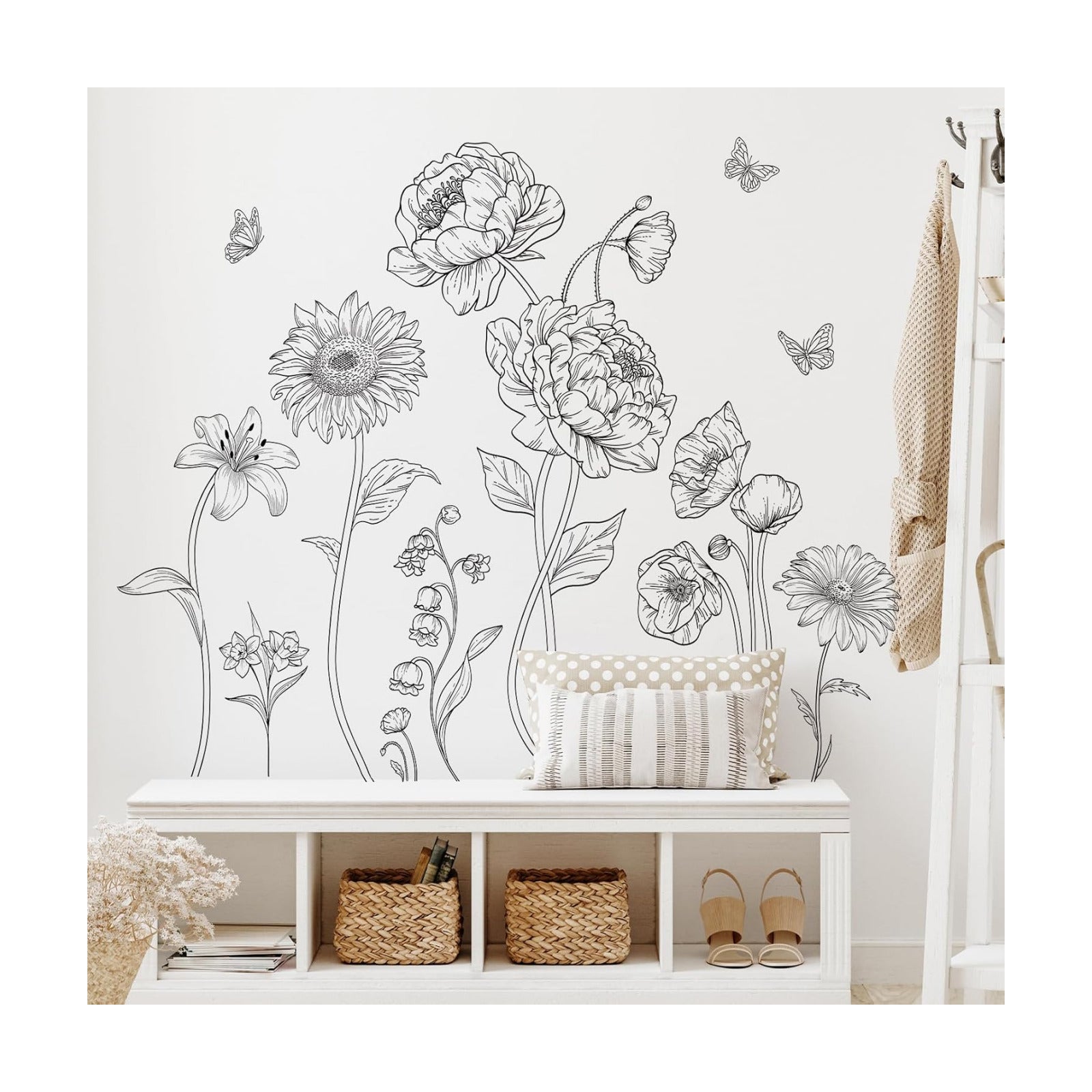 Vinyl Simple Garden Flower Wall Sticker / Black Boho Flower