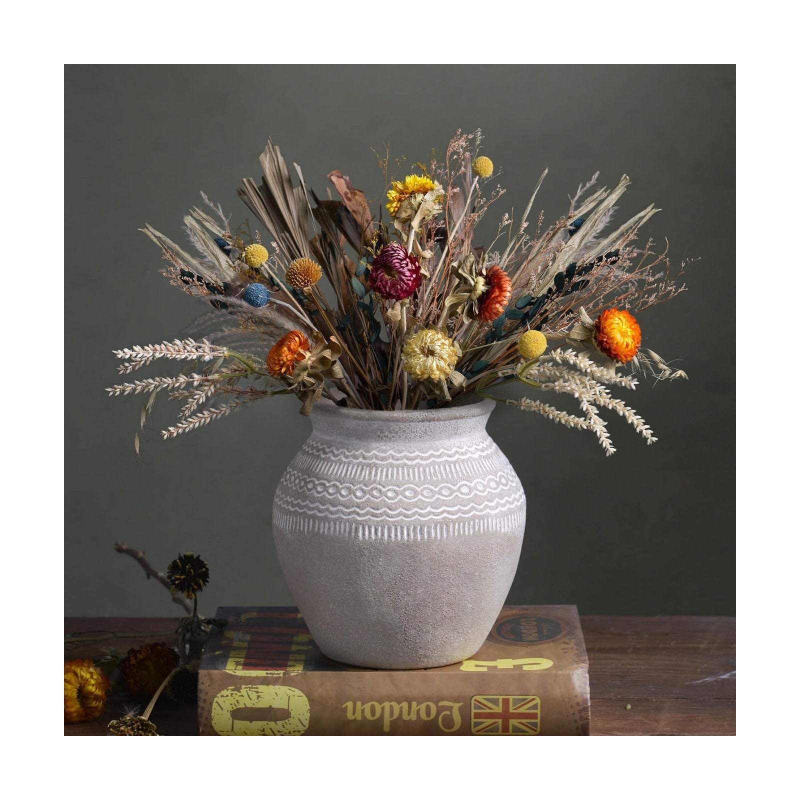 Ceramic Rustic Farmhouse Vase / Gray