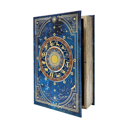 Astrology Book-Shaped Wooden Keepsake Box / L/ZODIAC / Gold