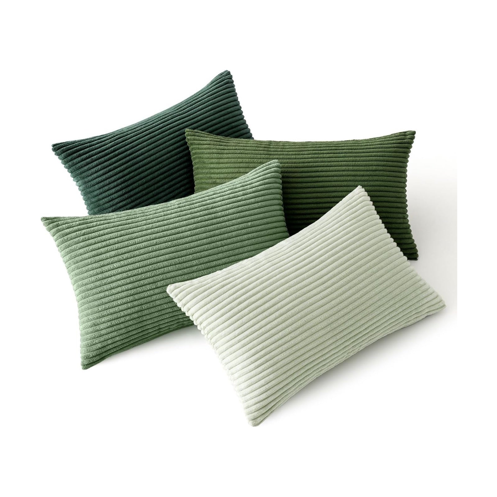 MIULEE Soft Corduroy Decorative Lumbar Pillow Covers Forest Green 12x20