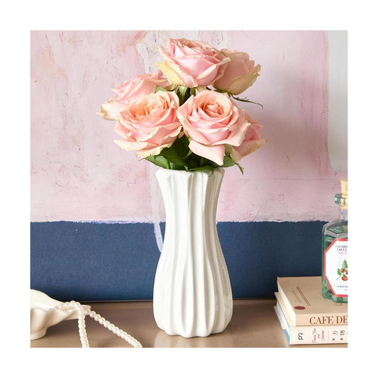 Ceramic Vase / Vase-03 / White / 8 Inch