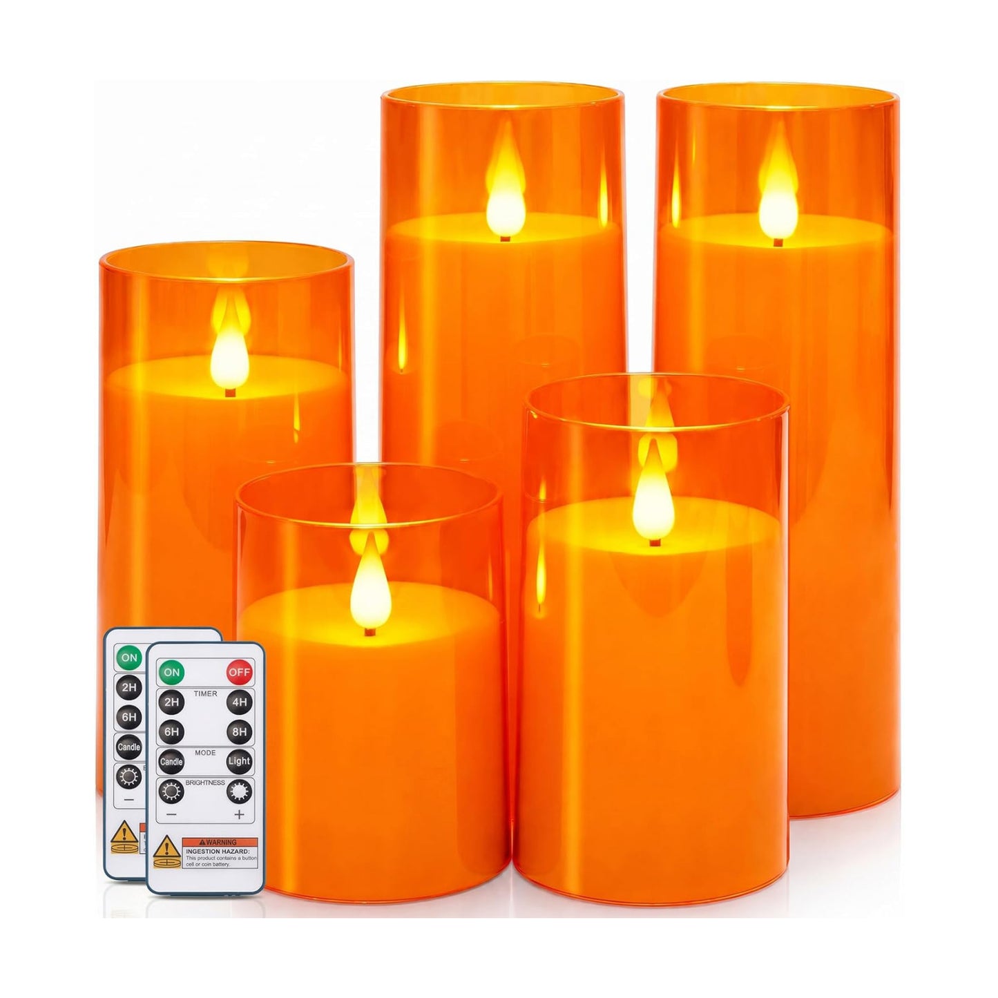 Homemory Halloween Orange Flameless Candles, Battery Operated LED Candles with Remote and Timer, Candles for Halloween
