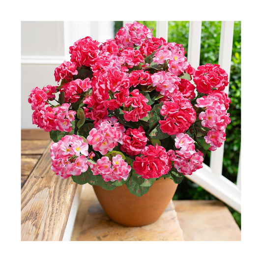 Artificial Geranium Fake Flowers for Outdoors Decoration, 6 Bundles Silk Geraniums Flower UV Resistant Look Real Faux Plants for Front Door Garden Porch Planter Patio Balcony Yard Indoor Home, Mix